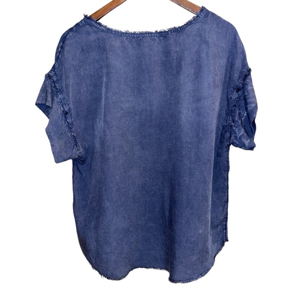 Pure Good Linen Rayon Blend Blue Coastal Beach Vacation Minimalist Sz M - Picture 2 of 7